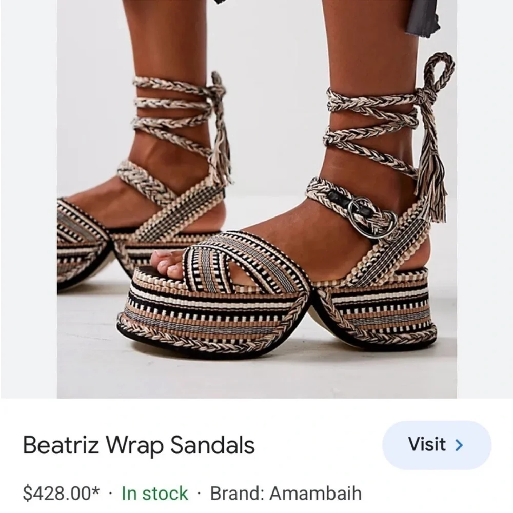 Free People x Amambaih Beatriz Wrap Sandals Size 36 EU NEW